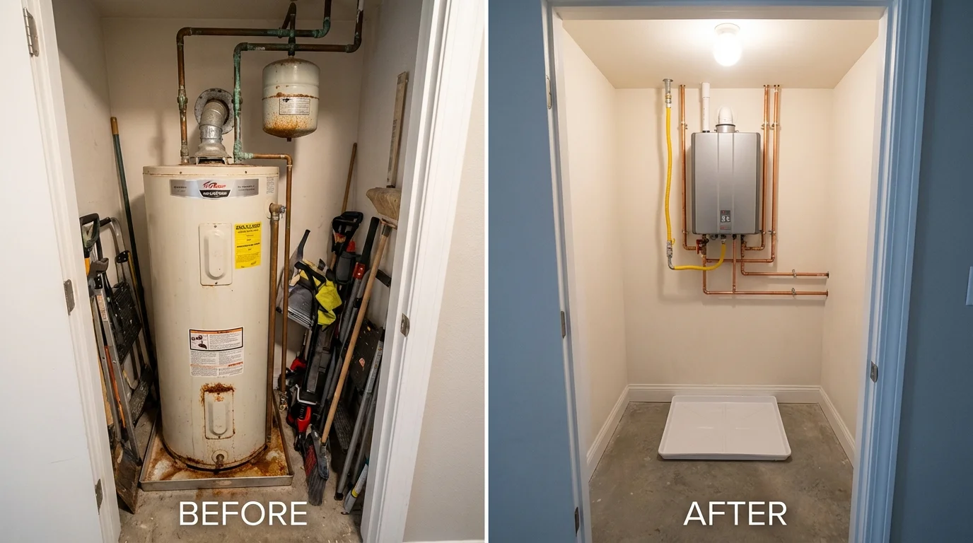 Tank water heater versus wall-mounted tankless unit comparison for Troy, ME homeowners
